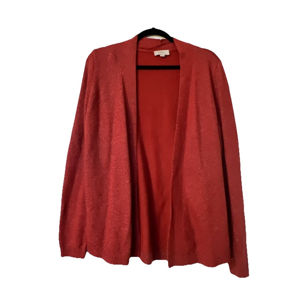 LOFT Outlet Burnt Orange Open Front Cardigan Sweater Sz Medium Cotton Blend